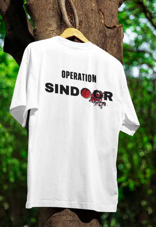 Operation Sindoor White Oversized T-shirt