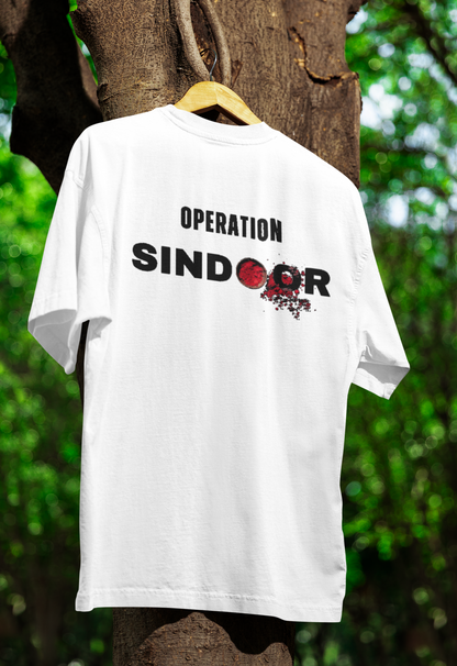Operation Sindoor White Oversized T-shirt
